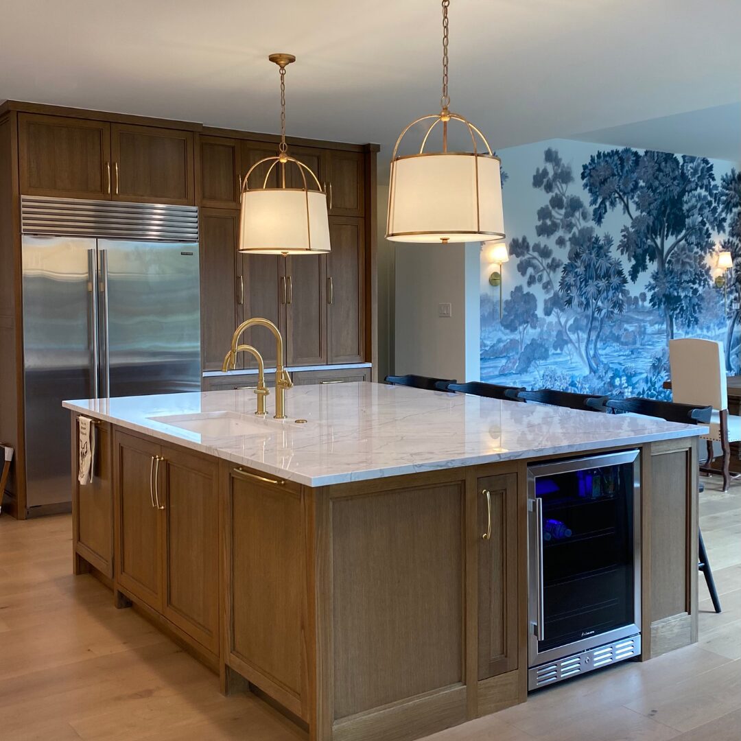 Blue and Brown Kitchen Design