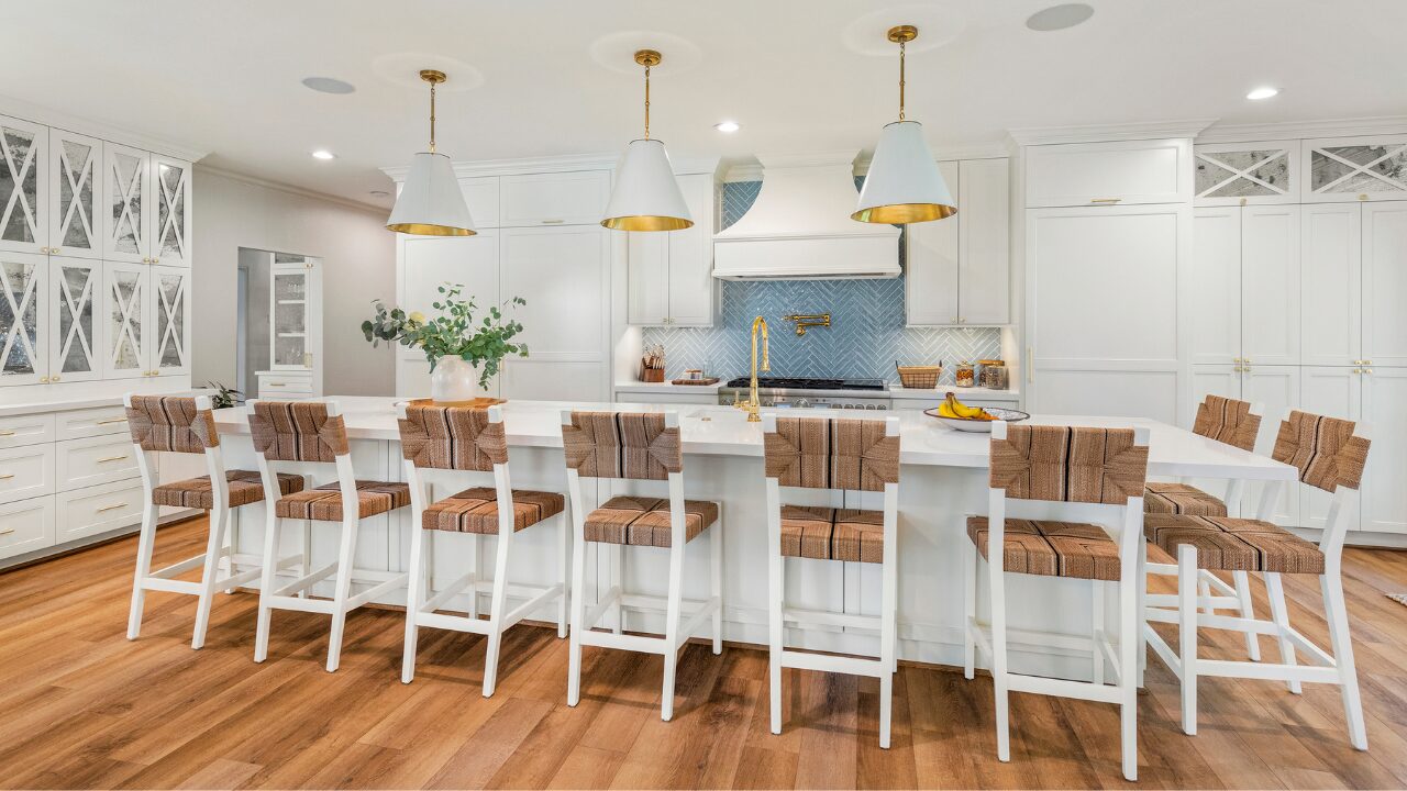 tile blue and white luxury kitchen by Aurora Fain